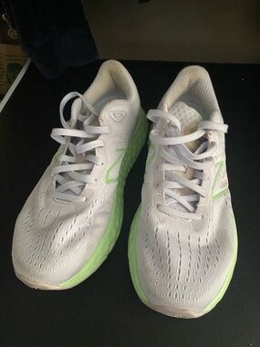 New Balance White and Light Green Women's Athletic Shoes